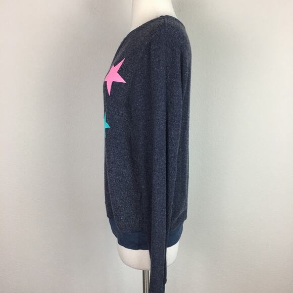 Wildfox Blue Gray Star Print Sweatshirt Small - Picture 5 of 8